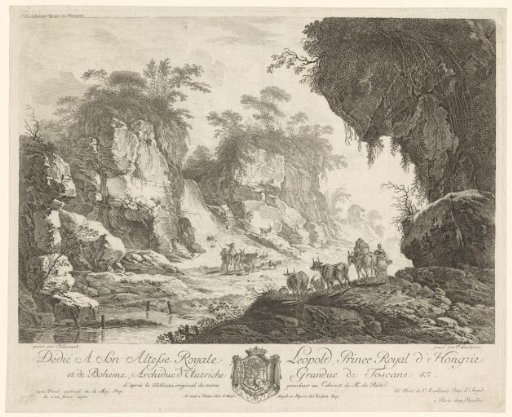 Rocky landscape with shepherds
