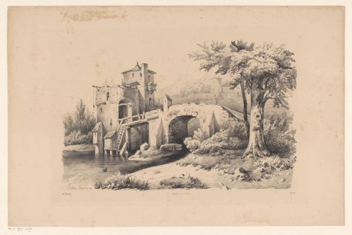 Landscape with bridge and defensive tower