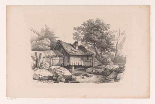 Wooden house above a river