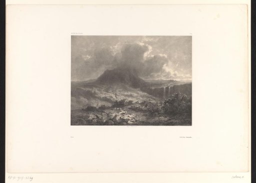 Mountain landscape with waterfalls and a ravine
