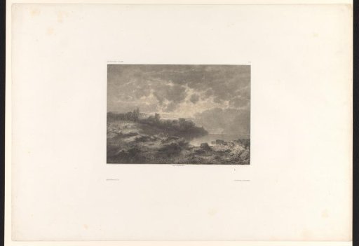 Hill landscape with a lake and sun breaking through