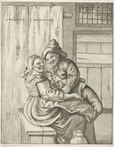 Peasant couple courting