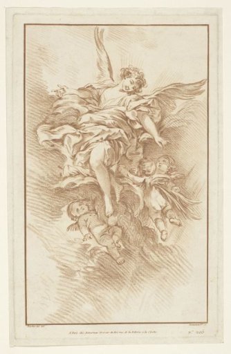 Angel with Three Putti in the Clouds