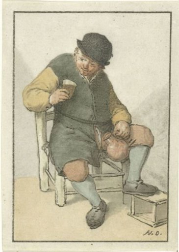 Seated peasant with a jug