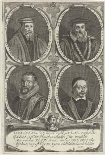 Portraits of Zacharias Ursinus, David Pareus, Festus Hommius and Johannes Spiljardus