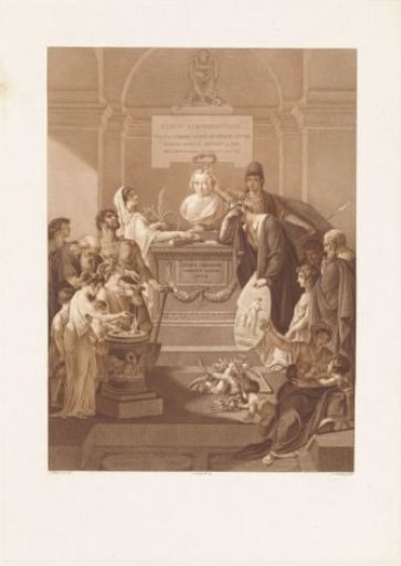 Allegorical representation with a commemorative stone for Jan Nieuwenhuyzen, died in 1806