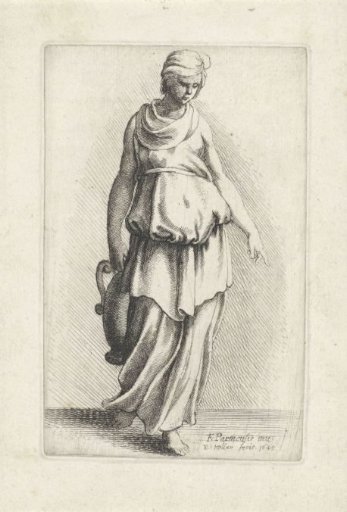 Standing Woman in Classical Dress with a Vase