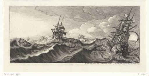 Warships in a sea storm