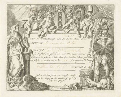 Civic Guard Letter of Amsterdam in the name of Captain Adriaan van Aalst