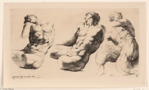 Two male torsos and a faun