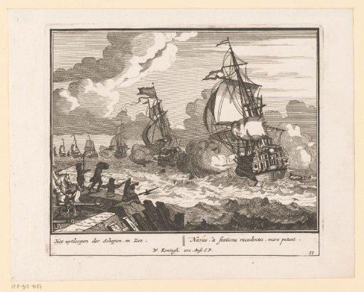 Ship Engaged in a Battle Offshore
