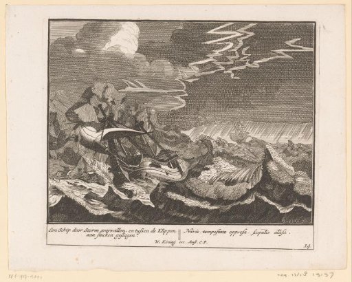 Ship Wrecked on Rocks During a Storm