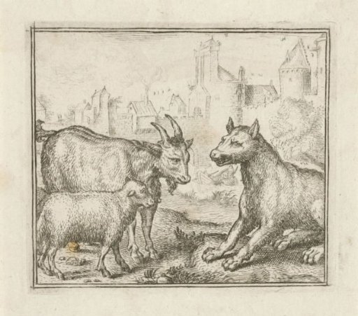 Fable of the Wolf, the Goat and the Sheep