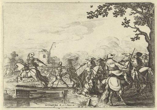 Cavalry Fight at a Wooden Bridge