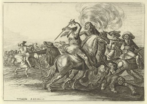 Battlefield Scene with Fighting Riders