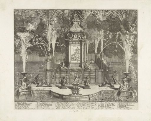 Fireworks at the celebration of the Peace of Utrecht, 1713