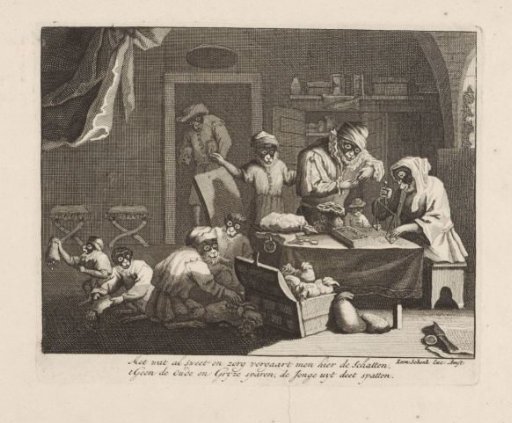 Apes Weighing and Counting Money