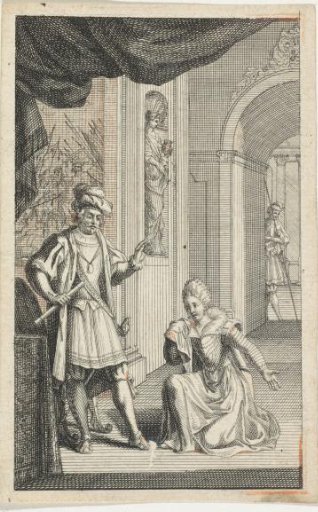 Woman Kneels Before a Distinguished Gentleman