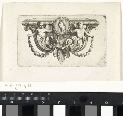 Vignette with a Profile Portrait Flanked by Putti