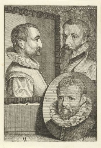 Portraits of Cornelis Visscher II, Christian van den Queborn and Gilles Mostaert