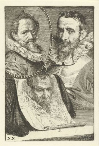 Portraits of Hans von Aachen, Pieter Brueghel II and Jan Brueghel I