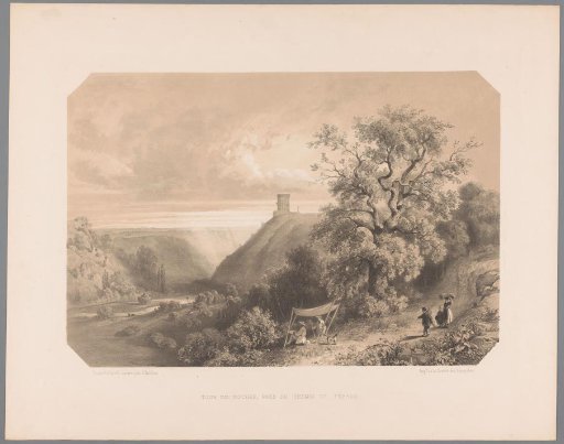 Hilly Landscape with Tower and Artist at Work