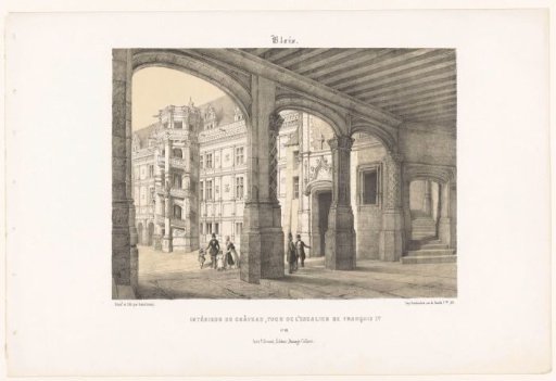 View of the interior of the Castle of Blois with the octagonal stair tower of King Francis I