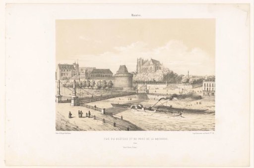 View of the Castle and the Pont de la Rotonde over the Loire in Nantes