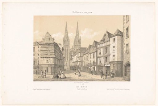 View of the Rue Kéréon and the cathedral in Quimper