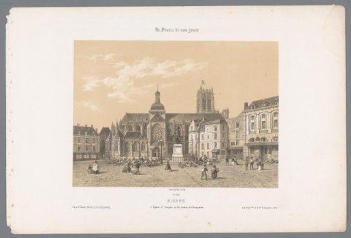 View of the Church of Saint-Jacques and the statue of Duquesne in Dieppe