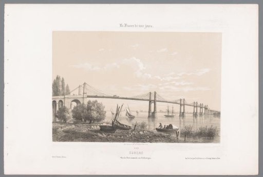 View of the Suspension Bridge over the Dordogne at Cubzac-les-Ponts
