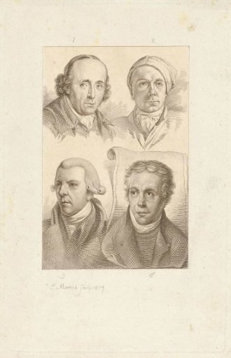 Portraits of Gerard van Nijmegen, Jacob Cats, Reinier Vinkeles and Dirk Langendijk