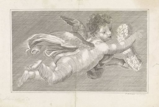 Flying Putto with a Wreath