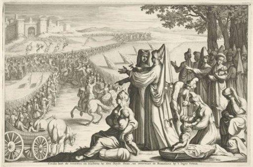 Women and children watching Civilis fight the Romans, 69-70