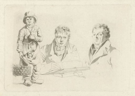 Portraits of J.P. Visser Bender and P.Pz. Barbiers next to a boy