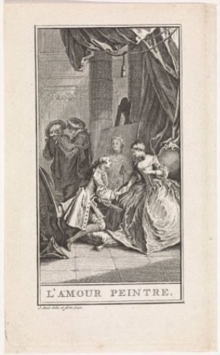 Painter declaring his love to a woman