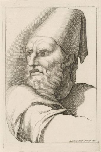 Study of a male head with a head covering