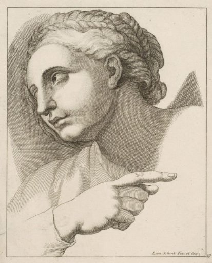 Study of a female head with braided hair
