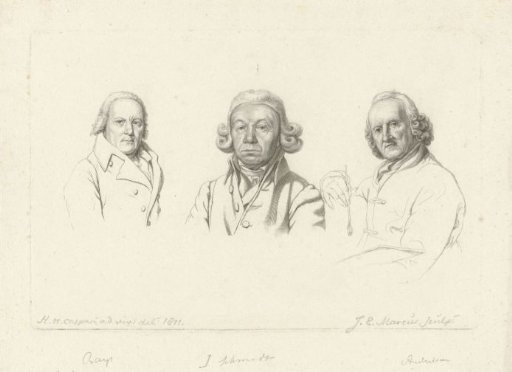 Portraits of Jacobus Buys, Izaak Schmidt and Jurriaan Andriessen