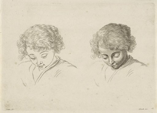 Study of the head of a child looking down