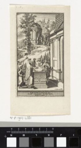 Figures bringing offerings to a burning altar