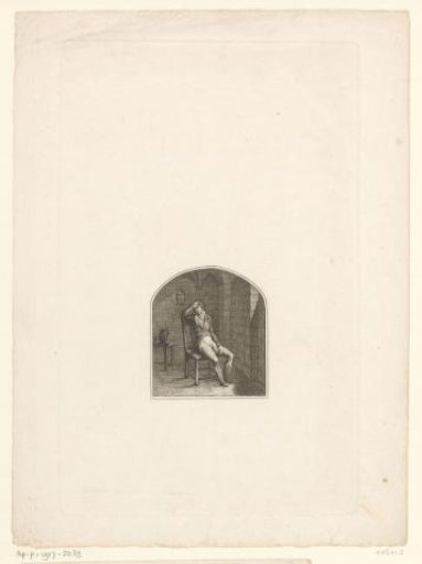 Man sitting on a chair in a dungeon