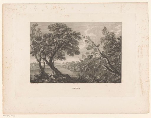 Landscape with woman, lion and sheep