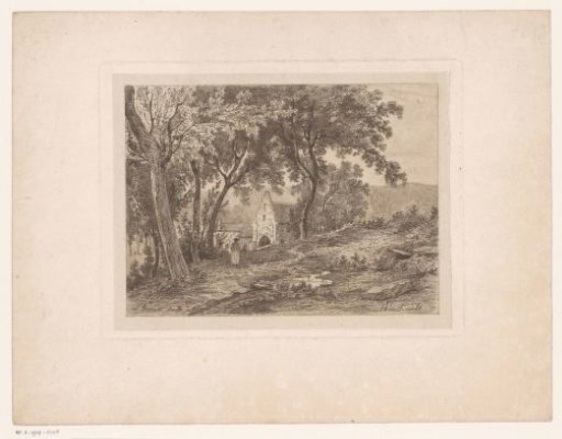 Landscape with a clergyman near a church
