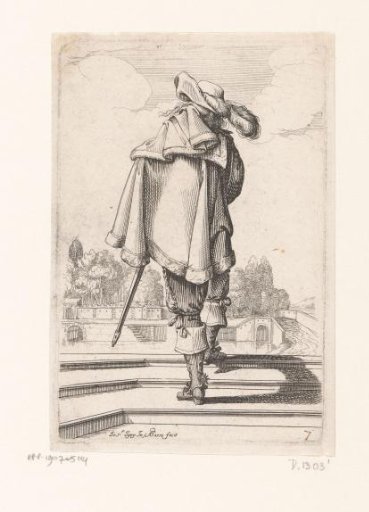 French nobleman seen from the back, dressed according to the fashion of ca. 1630