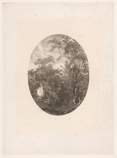 Forest landscape with resting figures