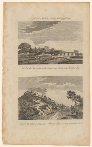 View of the Bridge over the Arroux at Autun and a Representation of a Road to Avalon
