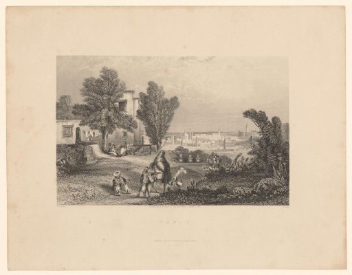 View of a road lined with houses leading to Tunis