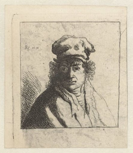 Young man in cap: bust