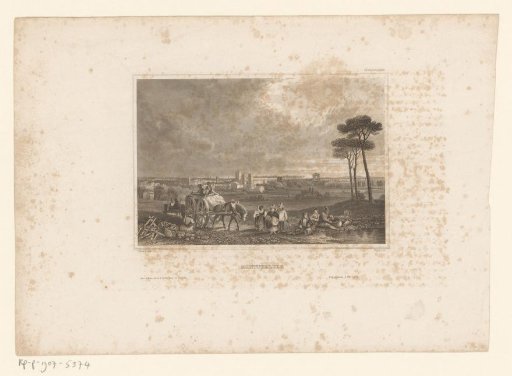View of Montpellier with travellers